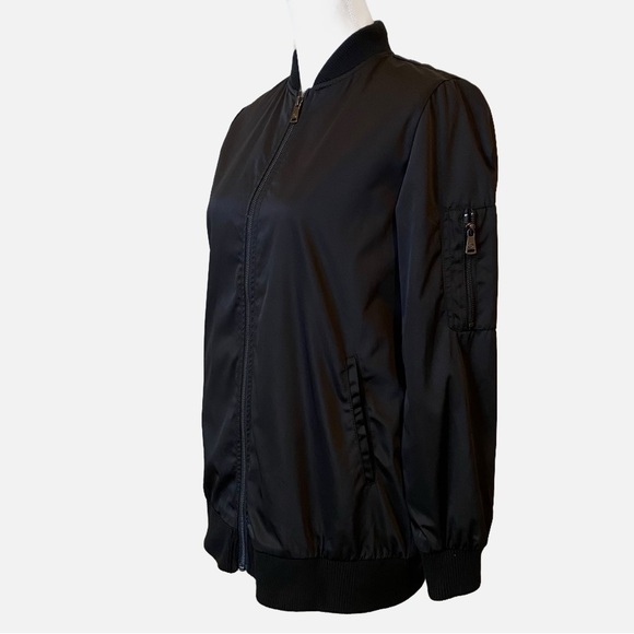 Bernardo Black Satiny Bomber Boyfriend Zip Up Jacket Small - Picture 3 of 16